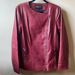 Lafayette 148 NY Red Leather Jacket Size 12